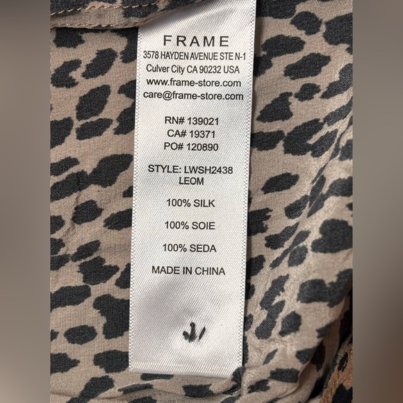 Frame Gillian Leopard-Print Silk Chiffon Blouse Size Medium (6-8) - Picture 6 of 16